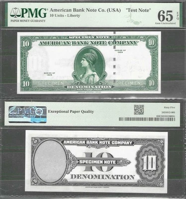 USA (American Bank Note) p-unlisted  10 Units  1929  Test Note  PMG 65 - Image 1 of 4