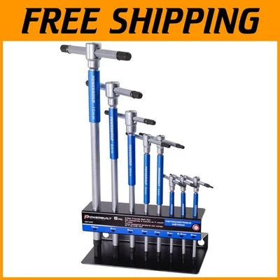 Juego de llaves Allen hexagonales con mango en T métrico, 8 piezas + estante Foto 1 de 4