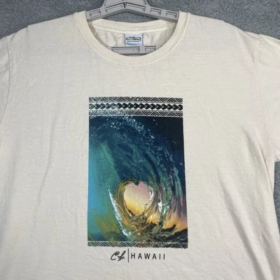 Crazy Shirts T Shirt Men XL Ivory Coconut Dyed Surf Heart Wave SS Beach Boxy - Image 1 of 4