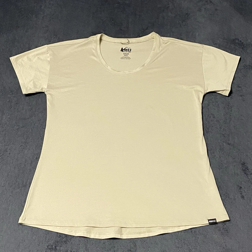 Camiseta REI Co Op Sahara Mujer S Crema Manga Corta Cuello Redondo Senderismo Activo Foto 1 de 4