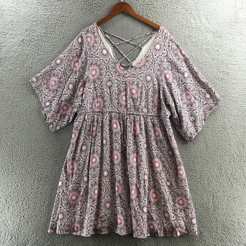 Torrid мини Challis Skater платье женщин 3 многоцветный геометрический принт короткий рукав - Изображение 1 из 4