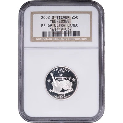2002-S Silver Tennessee State Quarter - Proof ~ NGC PF 69 ULTRA CAMEO - Image 1 of 2