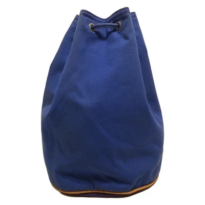 Auténtica mochila de cuero de lona HERMES Polochon Mimile - azul púrpura marrón claro Foto 1 de 4