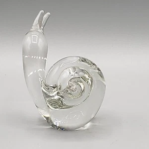 Vintage Art Glass Paperweight Snail Figurine Clear Hand Blown Animal Garden - Picture 1 of 6