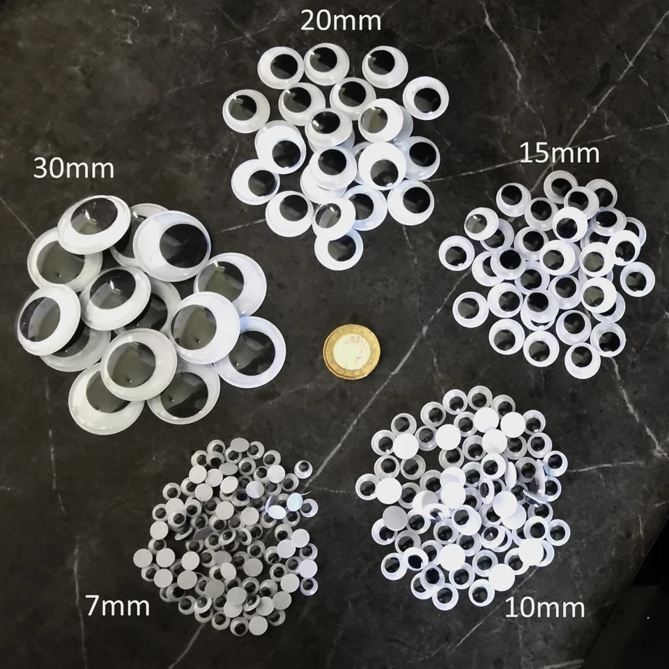 ICEBLUEUK 250 Googly Eyes Self Adhesive Mixed Sizes 7 10 15 20 & 30mm Included