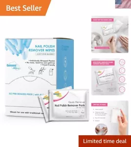 50 Individually Wrapped Moisturizing Nail Polish Remover Wipes - Acetone & Aloe - Picture 1 of 11