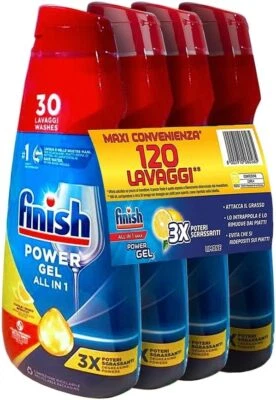 Finish Powergel Detersivo Lavastoviglie al Limone 120 Lavaggi 4 confezioni da 30