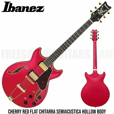 Ibanez AMH90CRF Cherry Red Flat Chitarra Elettrica Semiacustica Hollow Body Ross - Immagine 1 di 4