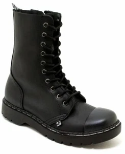 T.U.K.A9753 T. U.K.1991 Originale 10Eye Steel Toe Stivale Nero Opaco Vegan - Picture 1 of 5