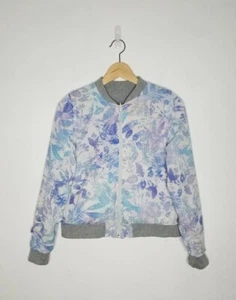 IVIVVA Reversible Full Zip Jacket Girl's Size 14? Floral Multicolored Gray - Picture 1 of 6