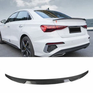 For Audi A3 S3ABS Carbon Fiber Rear Tail Trunk Spoiler Wing Lip Trim 2022-2023 - Picture 1 of 11