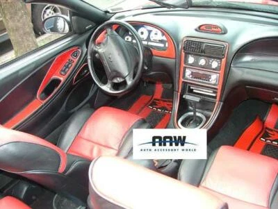 SOLID RED FINISH INTERIOR DASH TRIM KIT FITS FORD MUSTANG 2001 2002 2003 2004 - Image 1 of 4