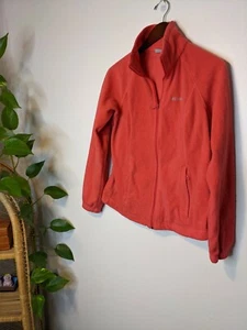 Columbia Red Fleece Zip Jacket Coat Women Size Medium M READ - Picture 1 of 8