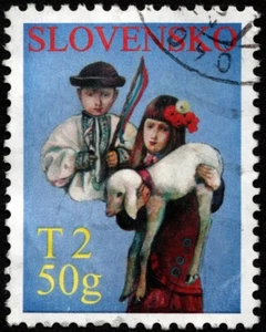 Slovakia - 2008 - T2 50g Multicolored Children & Lamb Easter Issue # 535 F-VF - Picture 1 of 1