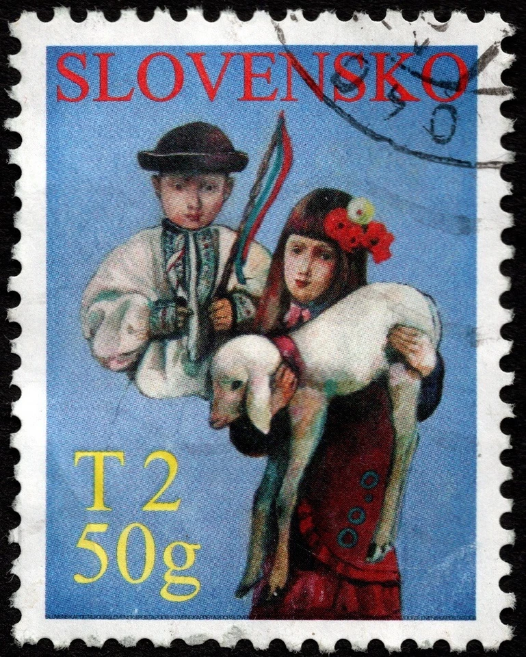 Slovakia - 2008 - T2 50g Multicolored Children & Lamb Easter Issue # 535 F-VF - Image 1 of 1