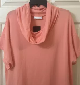 NWT BRYN WALKER dress tunic cowl neck pockets bamboo organic cotton coral XL - Picture 1 of 14
