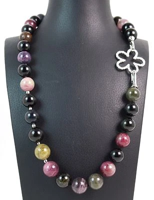 Collana in Tormalina Anguria, Intercalari e chiusura in Argento 925 MadeinItaly - Immagine 1 di 3