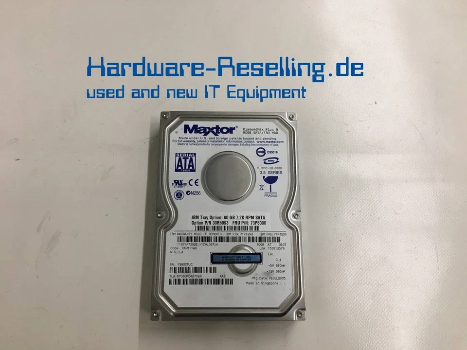 Maxtor DiamondMax Plus 9 80 GB 3,5 " 7200 RPM 1 GB/S 2 MB 71P7292 71P7293 - Immagine 1 di 1