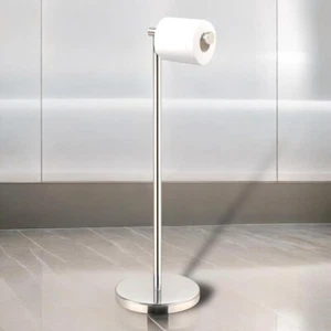 Silver Toilet Paper Holder Stand, Free Standing Toilet Paper Roll Holder - Picture 1 of 6