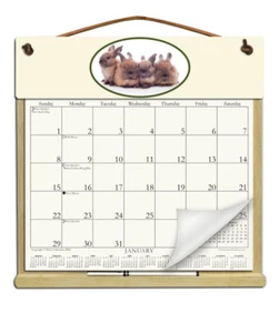 BUNNIES RABBITS CALENDAR HOLDER - REFILLABLE EVERY YEAR! - Picture 1 of 1