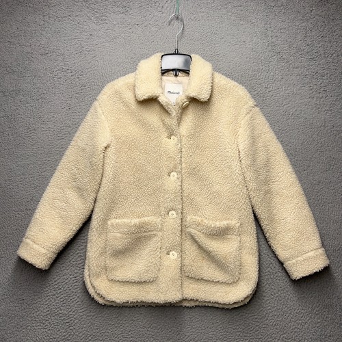 OFF WHITE Madewell Giacca Sherpa Donna XS Off White Pile Full Zip Tasche Frontali Casual