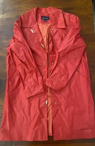 Jones New York Sport Jacket Red Trench Coat Buttons Pockets L - Picture 1 of 10