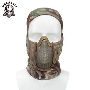 Tactical Balaclava Steel Mesh Face Mask Camo Full Hat Neck Scarf Airsoft Outdoor