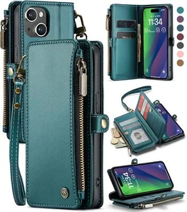 For iPhone 15 Case RFID Blocking iPhone 15 Wallet Case for Women and Men - Picture 1 of 6