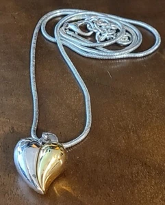 Givenchy Vintage Heart Pendant Necklace Heavy Gold Silver Runway 1980s - Picture 1 of 6