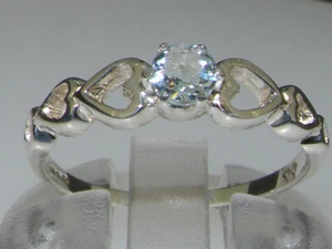 Natürlicher Aquamarin-Damen-Solitärring 9 Karat Weißgold – Größen 4 bis 12 - Bild 1 von 3