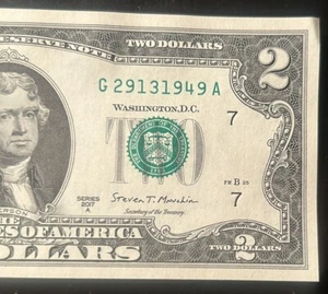 $2 Fancy Serial Number Trailing Birthday Year Note 1949 G29131949A Series 2017A - Picture 1 of 3