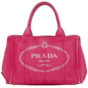 PRADA Canapa Mini SS Canvas Tote Handbag Pink