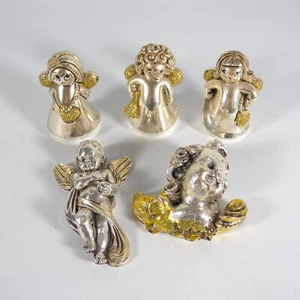 LAGERPOSTEN 5 ENGEL PUTTEN WEIHNACHTSENGEL SILBER LAMINIERT BRENNT VINTAGE - Bild 1 von 11