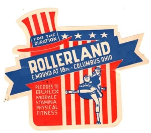 Vintage Rollerland Columbus Ohio Roller Skating Rink Sticker Label 1940's - Picture 1 of 2