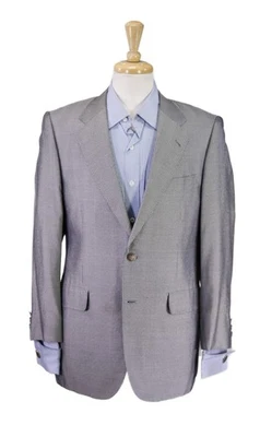 Hickey Freeman Gray Black Woven 100% Silk Sportcoat Blazer Hand Tailored 40S - Image 1 of 4