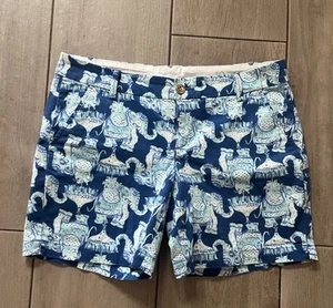 LILLY PULITZER Jayne Corto Elástico JOY RIDE Elefante Índigo Profundo Talla 10 - Imagen 1 de 4