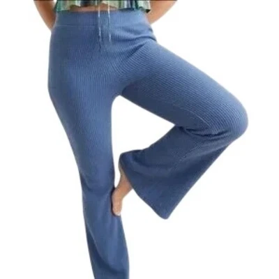 Aerie Blue Waffle Knit Pull On Flare Pants Size XL - Image 1 of 4