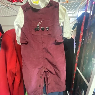 Macacão Strasburg infantil menino marrom com trem. Camisa And Carters 3 Mos - Imagem 1 de 4