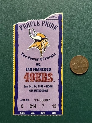 Daunte Culpepper NFL DEBUT ticket stub 1999 49ers Vikings Randy Moss Jerry Rice - Image 1 of 2