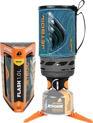 Jetboil Flash 1.0L Ocean Topo with New 1 Step Auto Ignition for Camping - Image 1 of 4