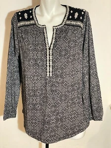 Lucky Brand Damen schwarz weiß 1X 1XL Top Shirt Baumwollmischung neu mit Etikett Übergröße - Bild 1 von 8