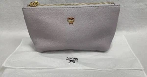 MCM Designer Cosmetic Makeup Bag Pouch Rare Lavender Pebble Leather Like New - Picture 1 of 7