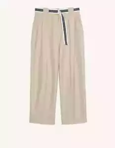 SANDRO Cotton Gabardine Trousers Size 14 Belted HighWaist Straight Leg RRP £209 - Picture 1 of 7