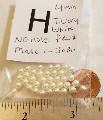 De colección 4mm y 4.5mm Sin Agujero Perla Bola Cremas y Blanco Joyería Artesanal Reparación 5002 Foto 1 de 4