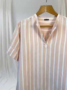 Camicia donna estiva Iris von arnim lino color pesca con righe taglia 40 - Foto 1 di 7