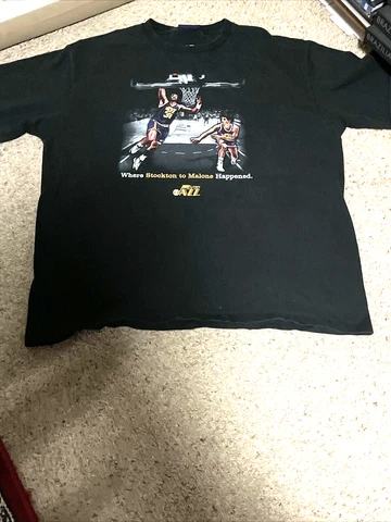 Vintage Utah jazz Stockton To Malone Large T-shirt Cover