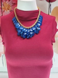 Collana affascinante moda tono oro blu cobalto lacrime gocce - Foto 1 di 2