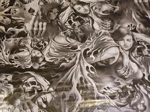 Wassertransferdruck Folie Skulls and sexy Girls 2 - 100cm breit - Picture 1 of 3