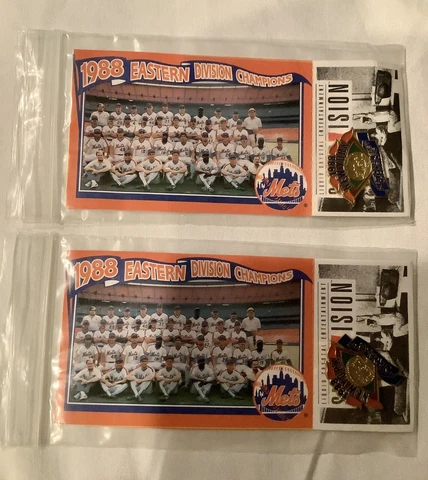 1988 NEW YORK METS EASTERN DIVISION CHAMPS Roster, Pin,  + Team Photo~FREE SHIP Cover