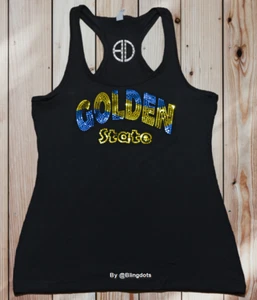 Golden State Bling racerback Shirt Sequins glitter  Top   - Picture 1 of 6